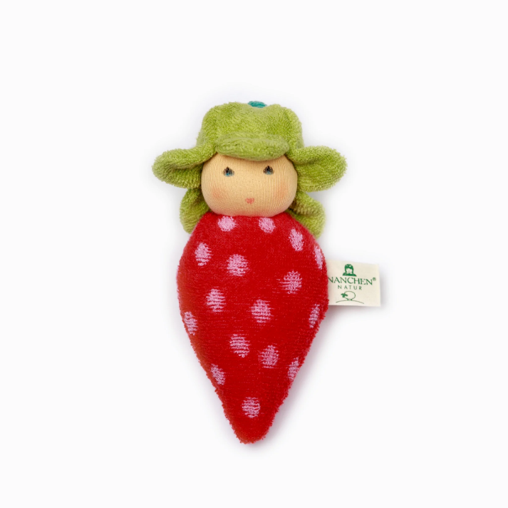 Nanchen Natur Organic Rattle Doll, Strawberry