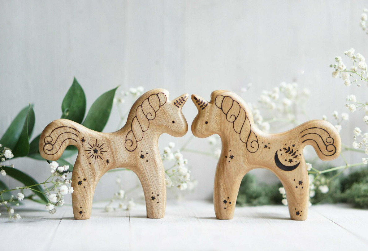 Sale Wooden Unicorn with Star Motif