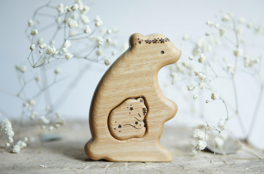 Wooden bear announcement puzzle by Tiny Fox Hole (view 3)